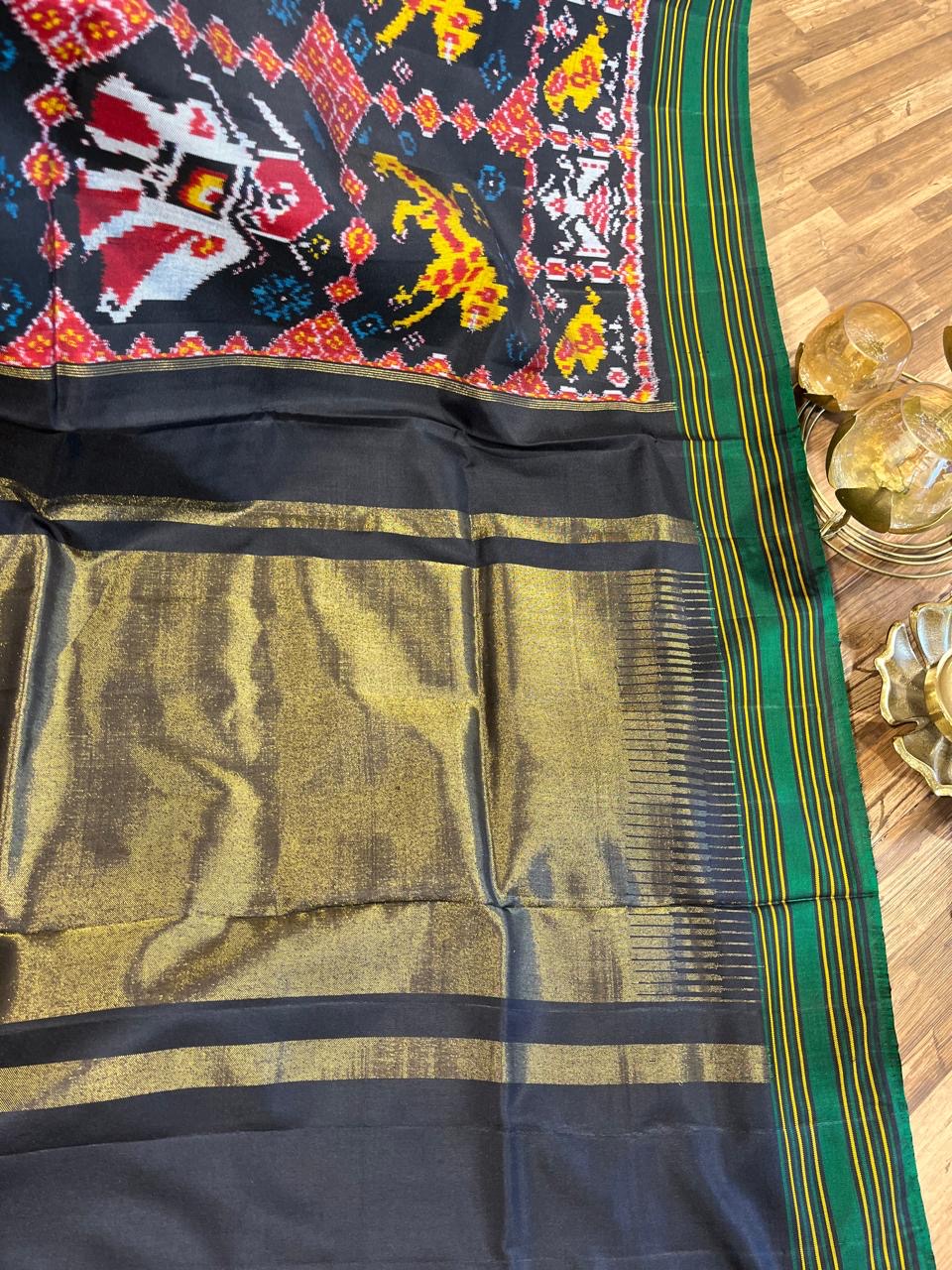 Black and Green Twill ikkat