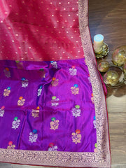 Pink and Purple Combination Fancy Kota and Banaras Fusion