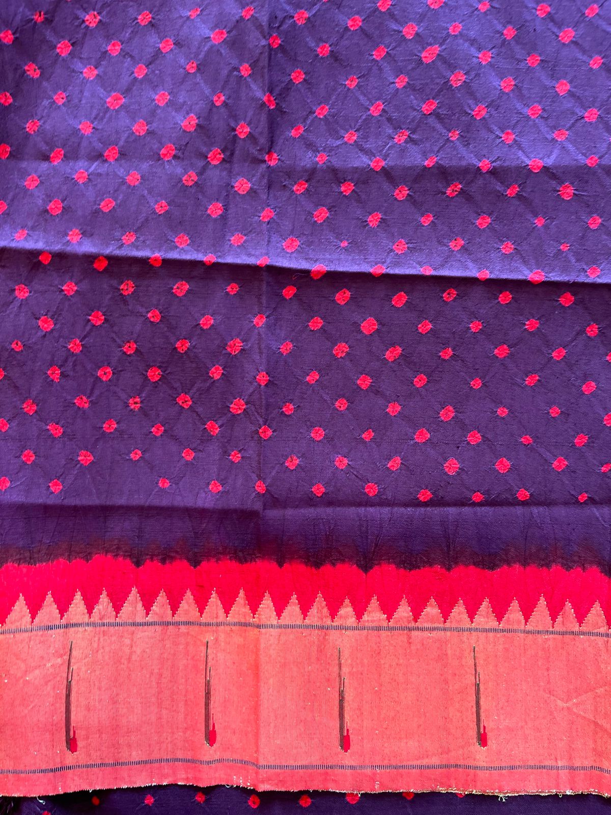 Designer half overall stunning hand Bandhini Pure Silk Paithani