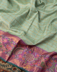 Light Sea Blue and Lavender Combination Exclusive Designer Pure  kanchi