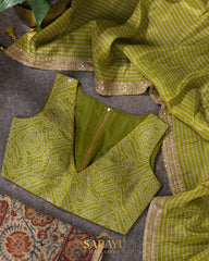 Apple Green Crepe Silk Saree