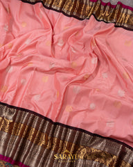 Blush Pink and Brown Pure Gadwal Silk