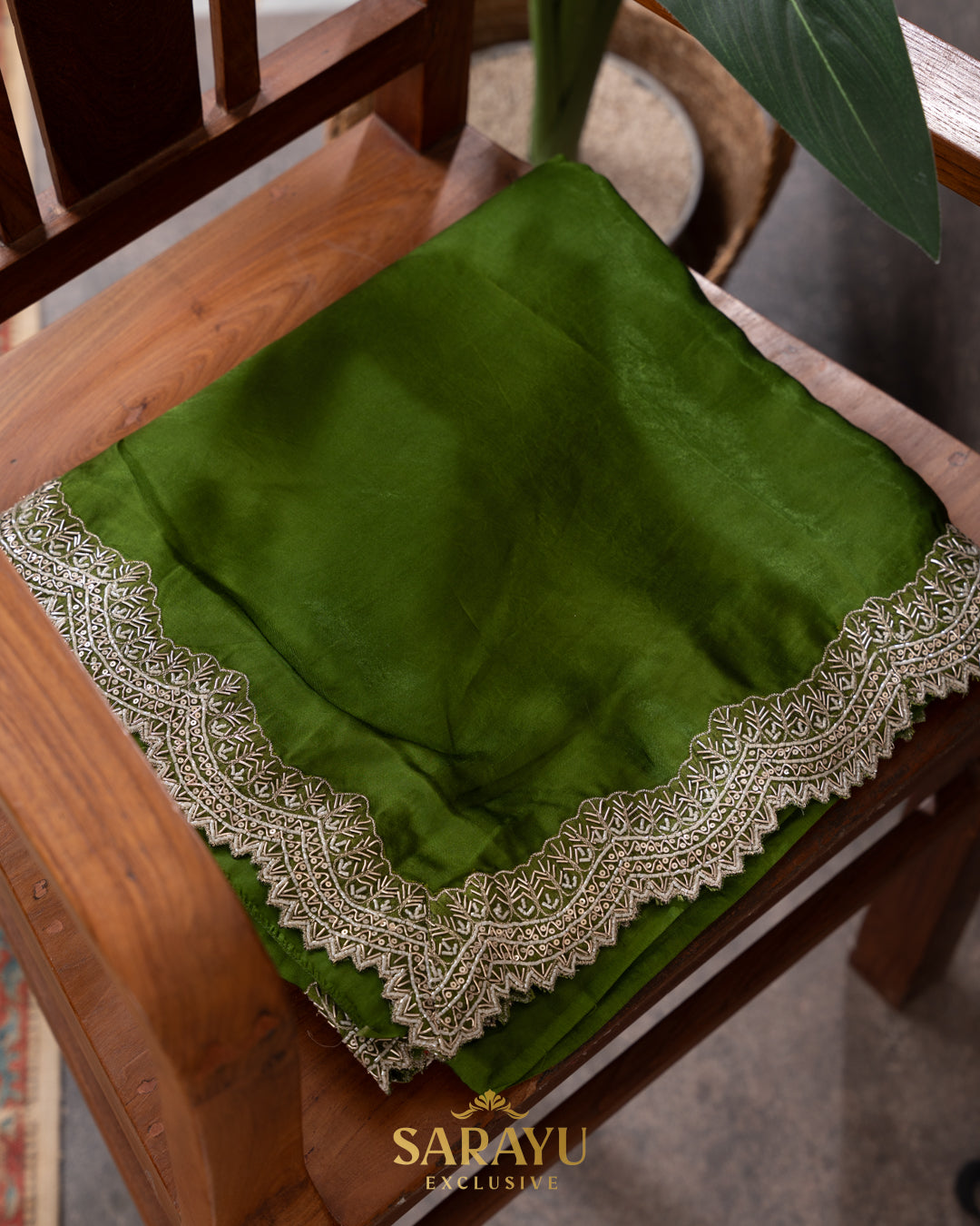 Light Green German Silk Designer Saree