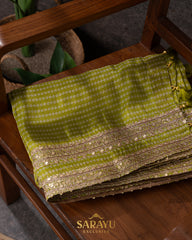 Apple Green Crepe Silk Saree