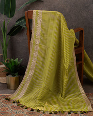 Apple Green Crepe Silk Saree