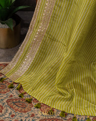 Apple Green Crepe Silk Saree