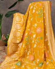 Gandham Yellow Meenaweave Pure Tussar Silk