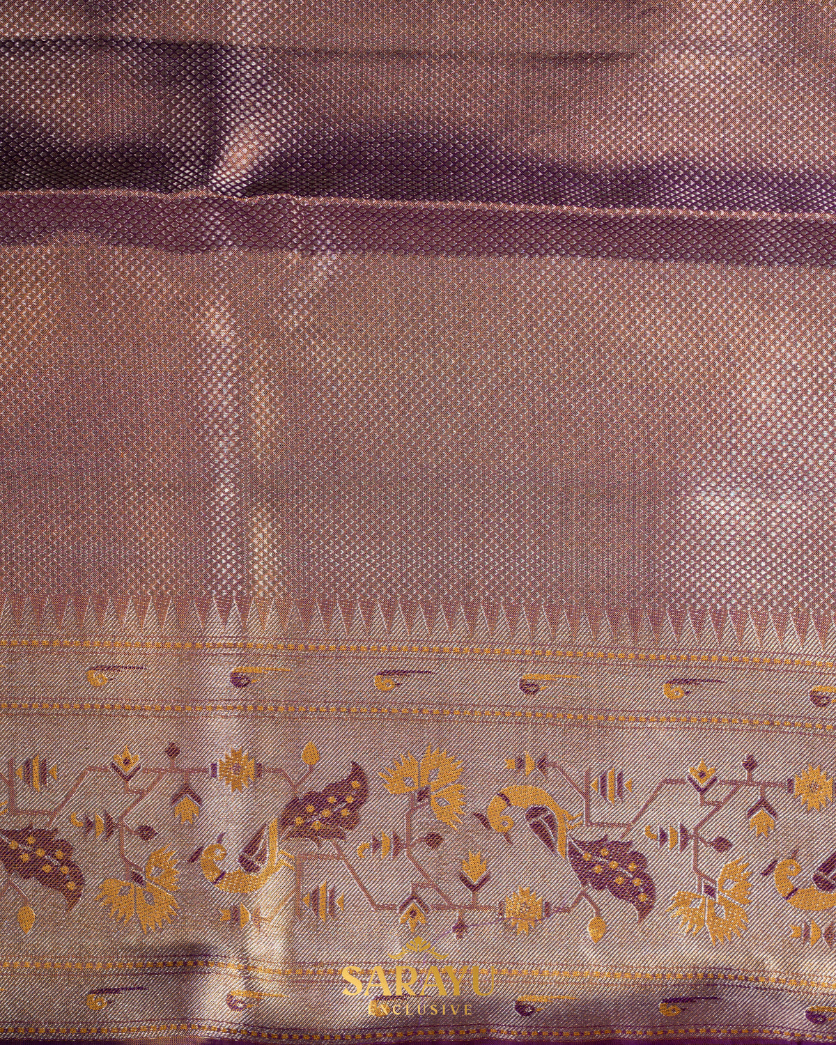 Gold and Light Purple Shade Meenakari Exclusive Kanchi Silk