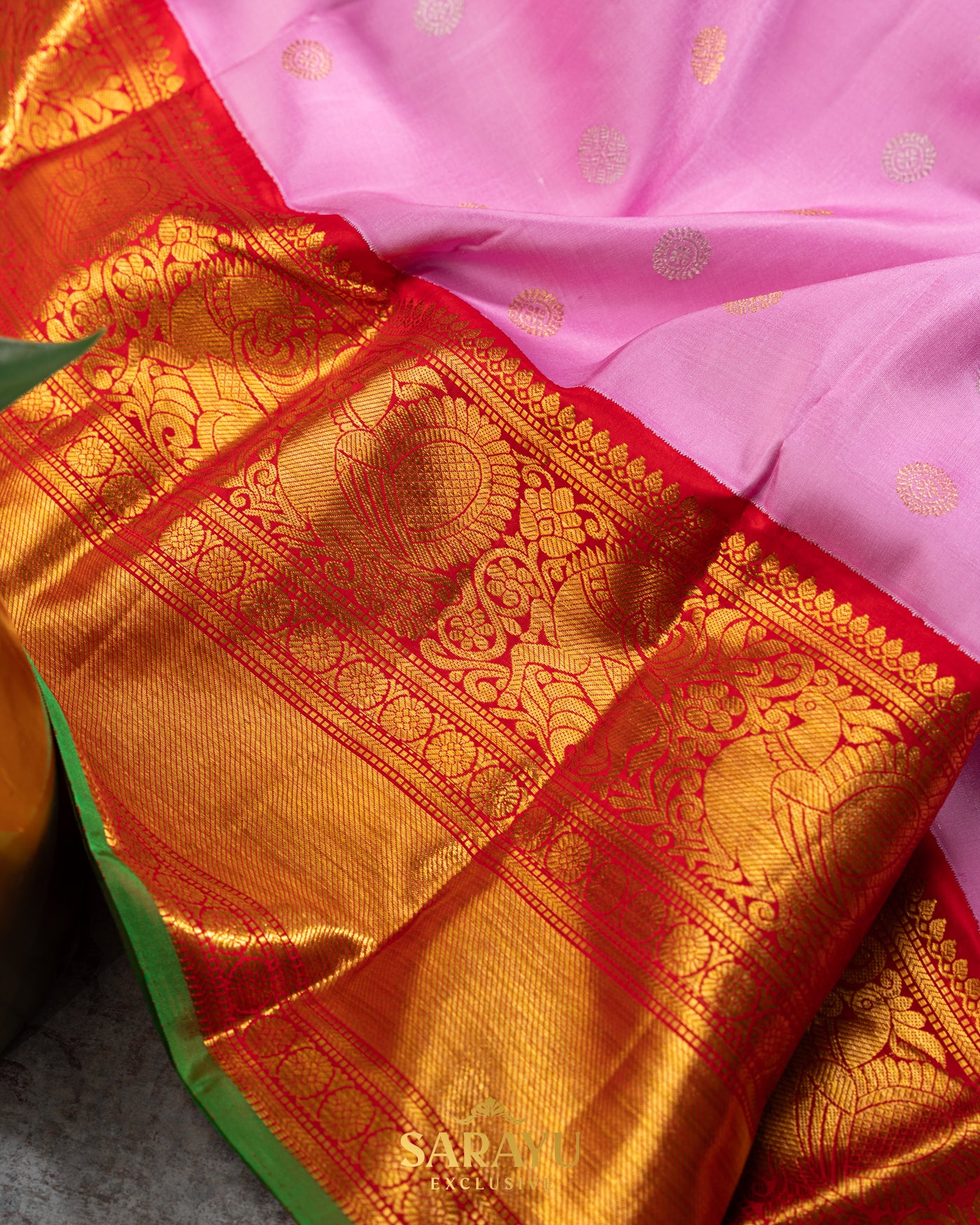 Old Rose Pink and Red Color Combination Double Weave Gadwal Pattu