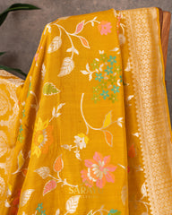 Gandham Yellow Meenaweave Pure Tussar Silk