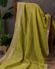 Apple Green Crepe Silk Saree