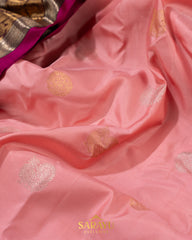 Blush Pink and Brown Pure Gadwal Silk