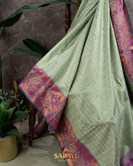 Light Sea Blue and Lavender Combination Exclusive Designer Pure  kanchi