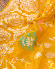 Gandham Yellow Meenaweave Pure Tussar Silk