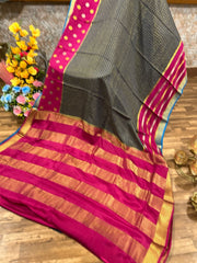 Black and Pink Premium Mysore Silk