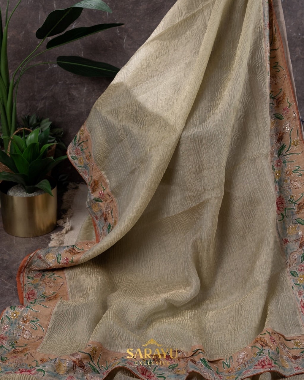 Pista Green Crushed Pure Organza