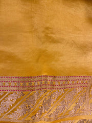 Mustard Yellow Banarasi Mashru Silk Saree