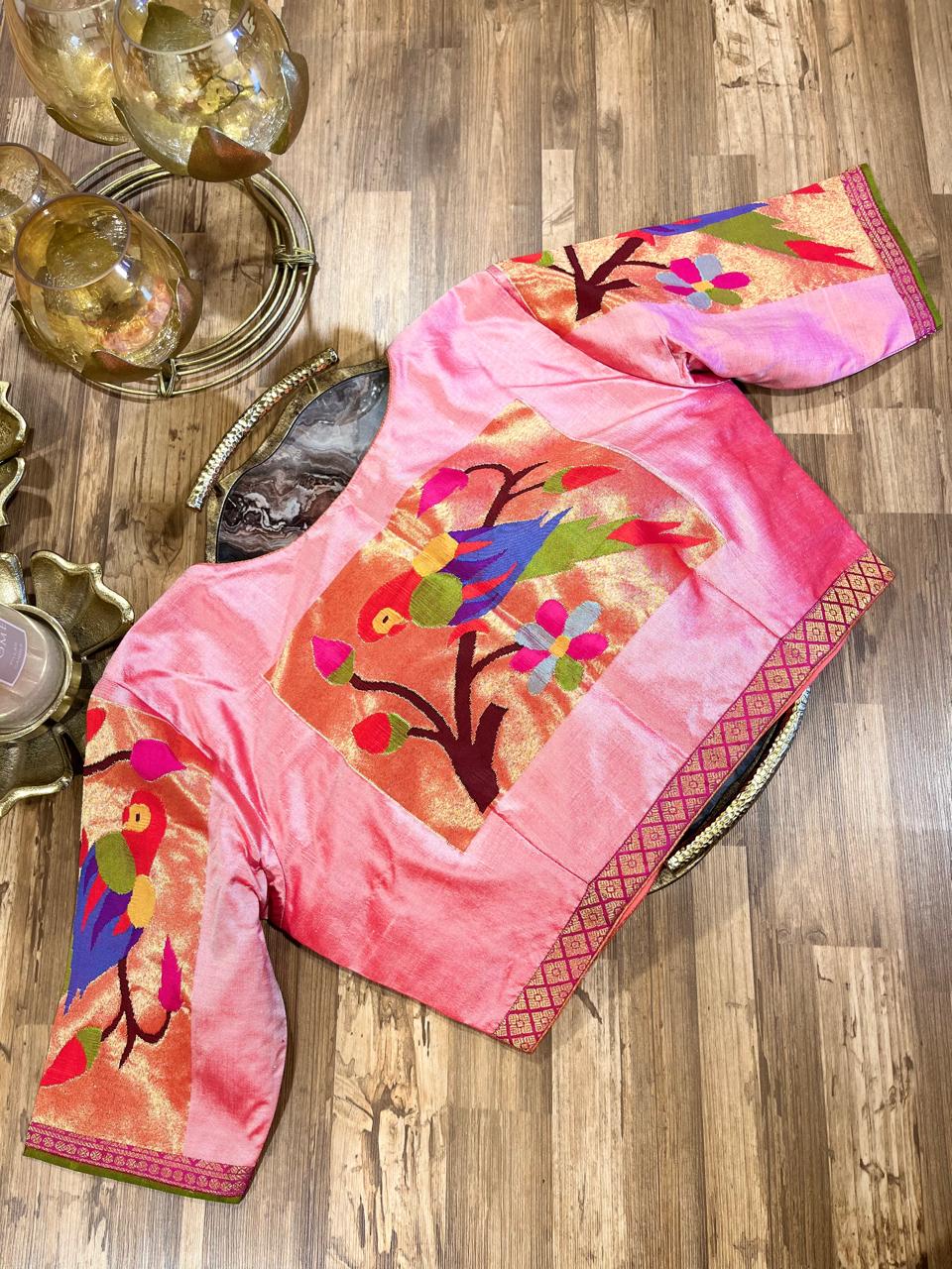 Peach Pathani Pure Silk Blouse