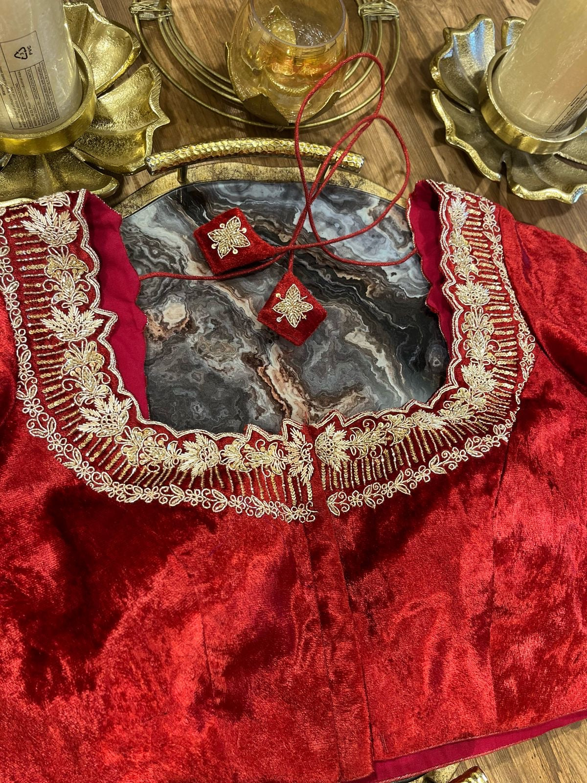 Red Velvet Designer Blouse