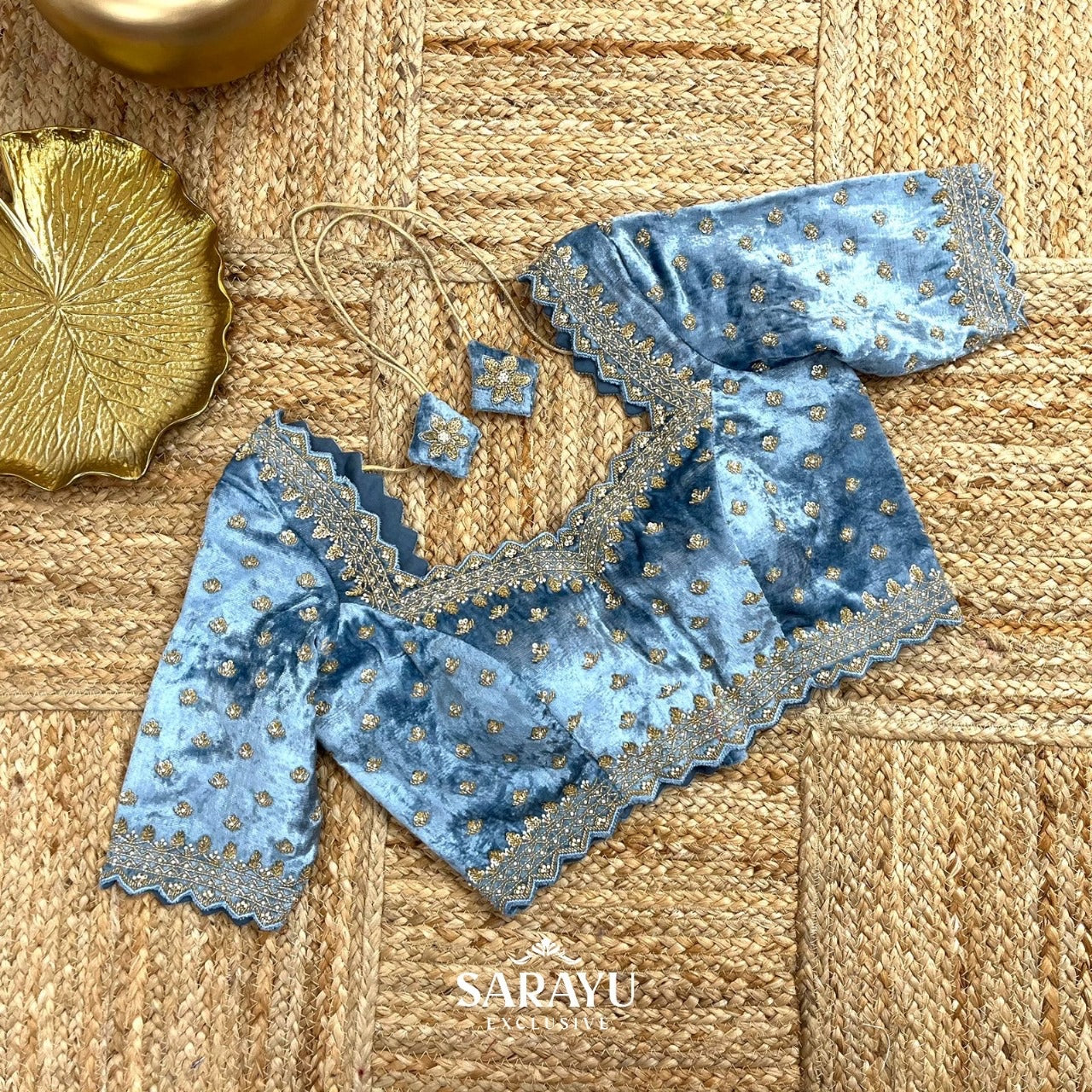 Powder Blue  Handworked Blouse