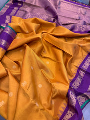 Deep Mustard Yellow Pure Kanchi Vintage Pattu