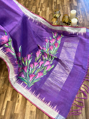 Lavender Handpainted Pure Handloom Jamdhani