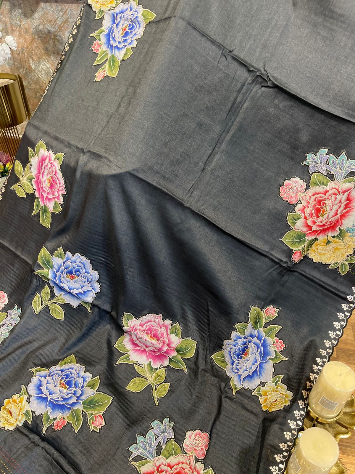 Black Shade Pure Tussar Saree