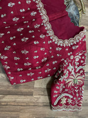 Deep Maroon Rawsilk Handworked Blouse