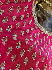 Bright Pink Intricate Handworked Silk Blouse