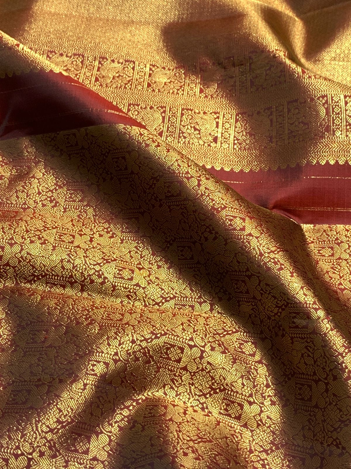 Brown and Maroon Kanchi Pattu