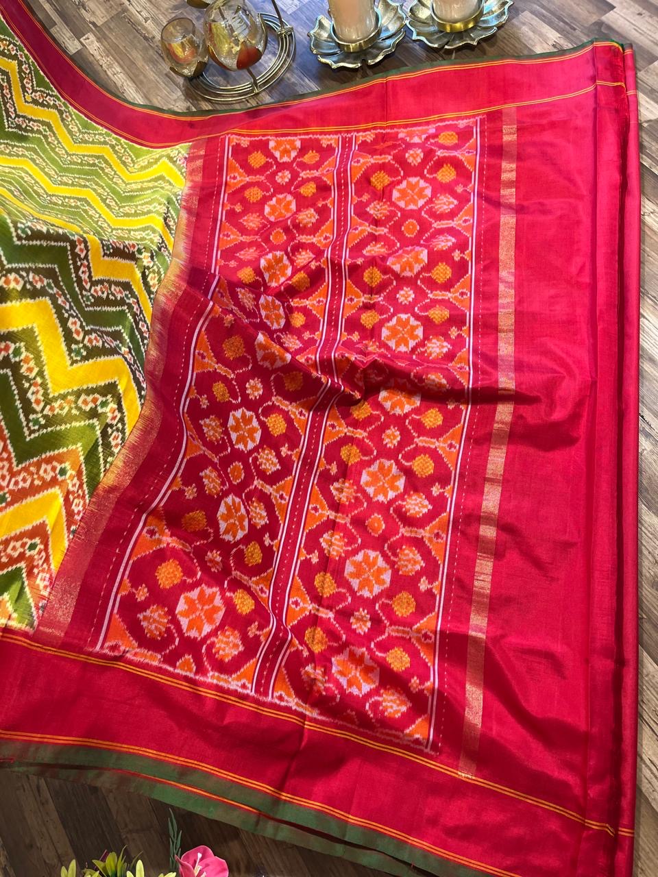 Yellow and Red Twill ikkat