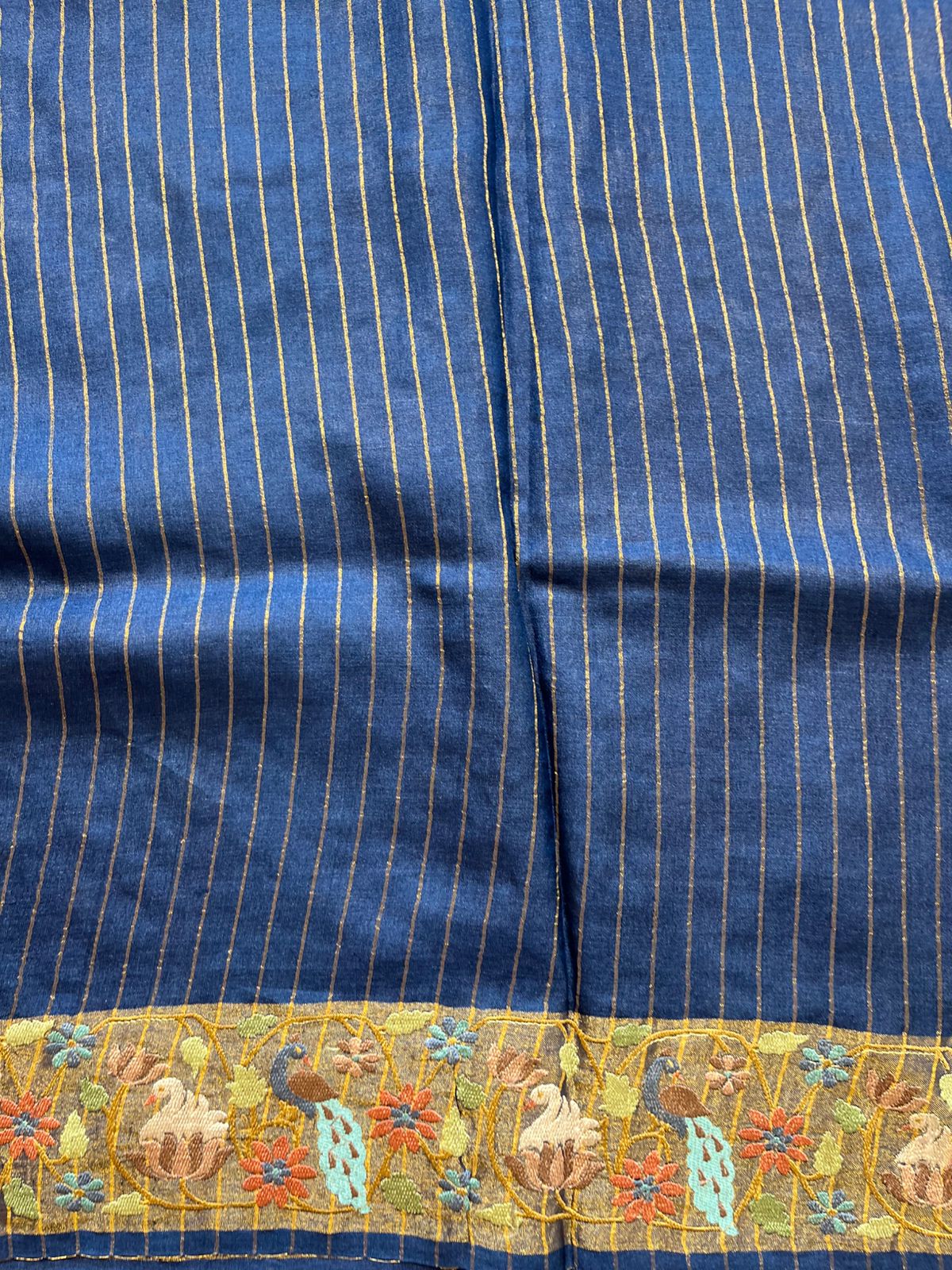 Navy Blue Shade Pure Tussar Saree