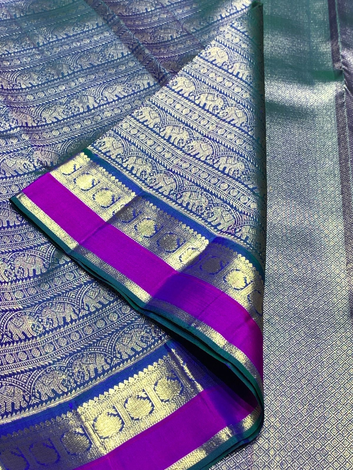 Blue and Magenta Pure Kanchi Pattu