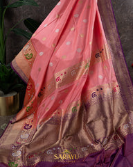 Peach Banarasi Pure Katan Silk Saree