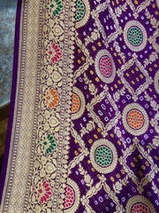 Purple Double Shaded Banarasi Bandhini Georgette