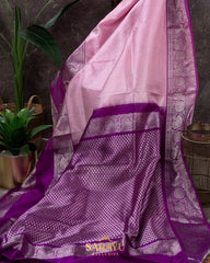 Light Pink and Magenta Pink Pure Venkatagiri Silk