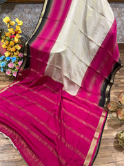 Half white and Black Premium Mysore Silk