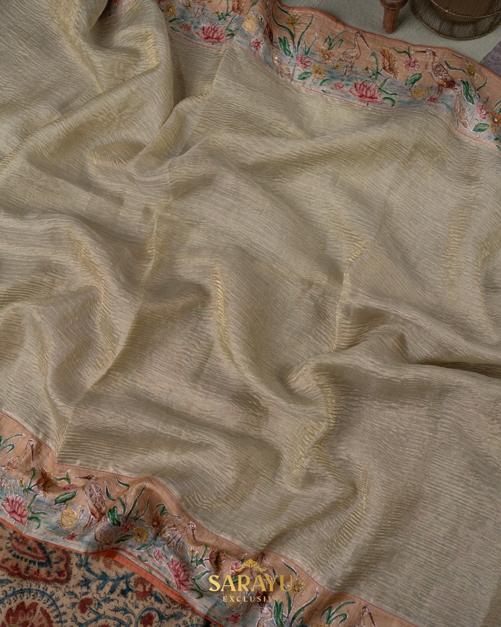 Pista Green Crushed Pure Organza