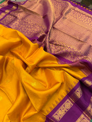 Deep Mustard Yellow Pure Kanchi Vintage Pattu