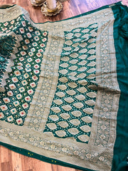 Emerald Green Banarasi Bandhini Georgette