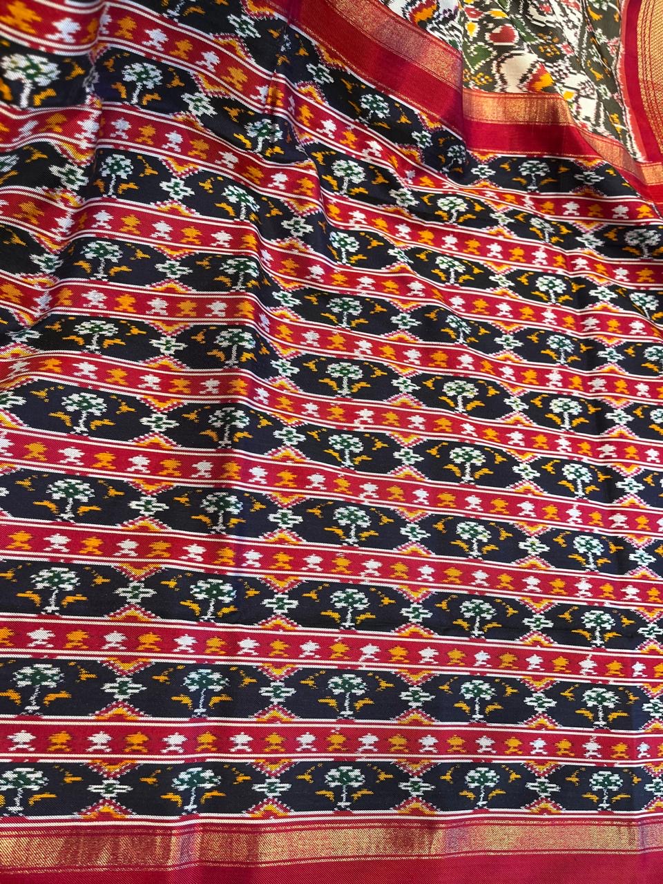 White , Black and Red Twill ikkat