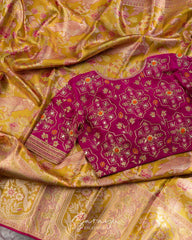Exclusive Meena Weave Soft Drape Kanchi Pattu in Golden Yellow