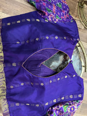 Purple Pure Silk and Patola, Paithani Fusion Blouse