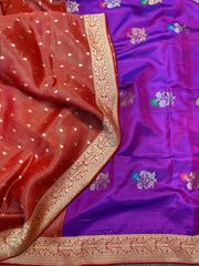 Red and Purple Combination Fancy Kota and Banaras Fusion