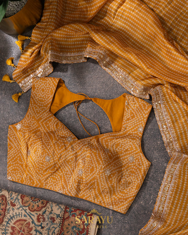 Deep Mustard Yellow crape silk fancy saree