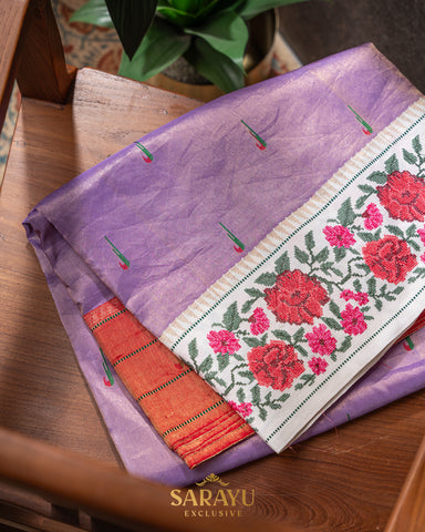 Lavender Tissue Paithani Saree