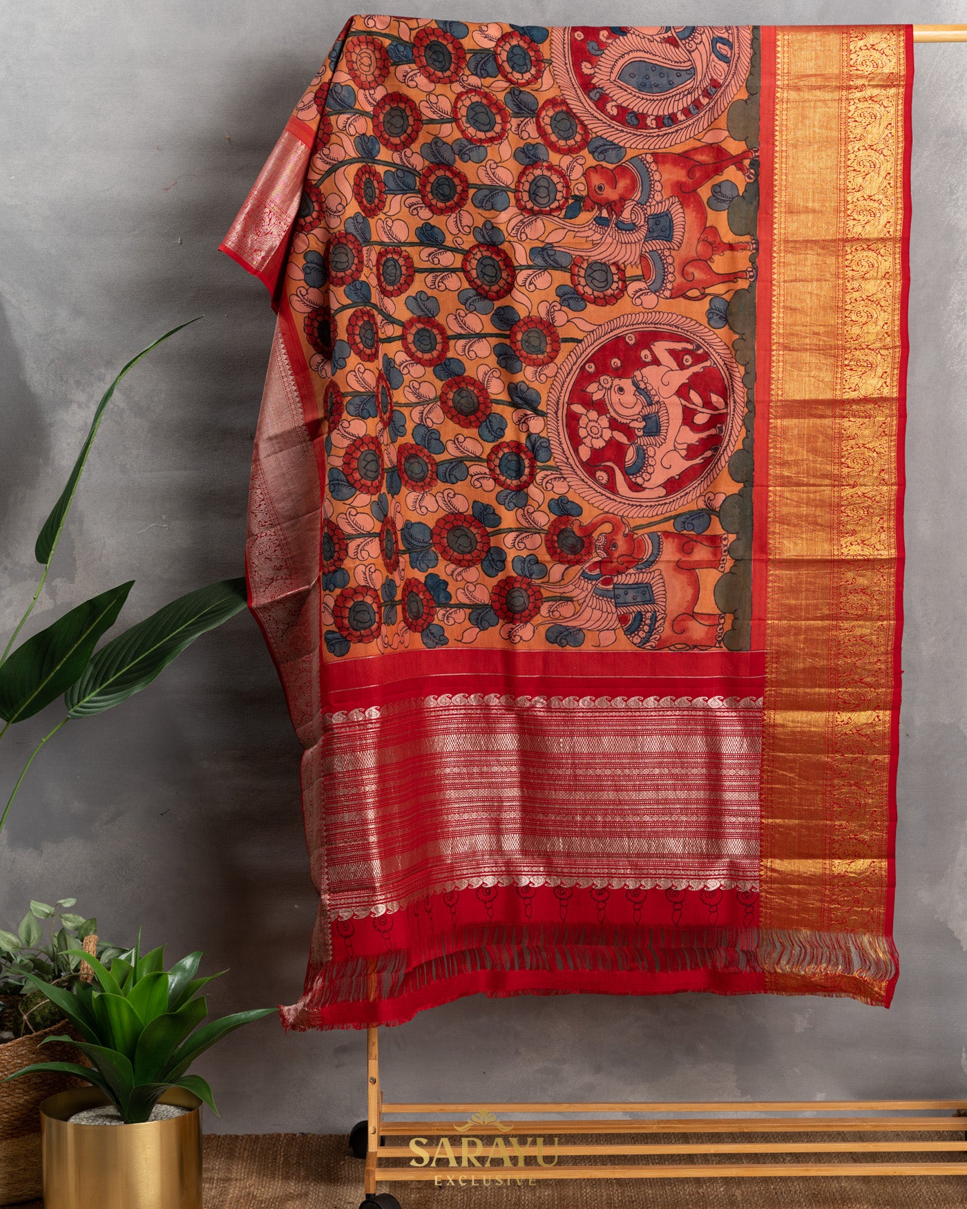 Hand Painted Kalamkari Pure Kanchi Exclusive Dupatta