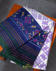 White and Blue Twill Patola