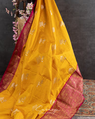 Yellow and Pink Pure Twill Kanchi