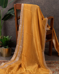 Deep Mustard Yellow crape silk fancy saree